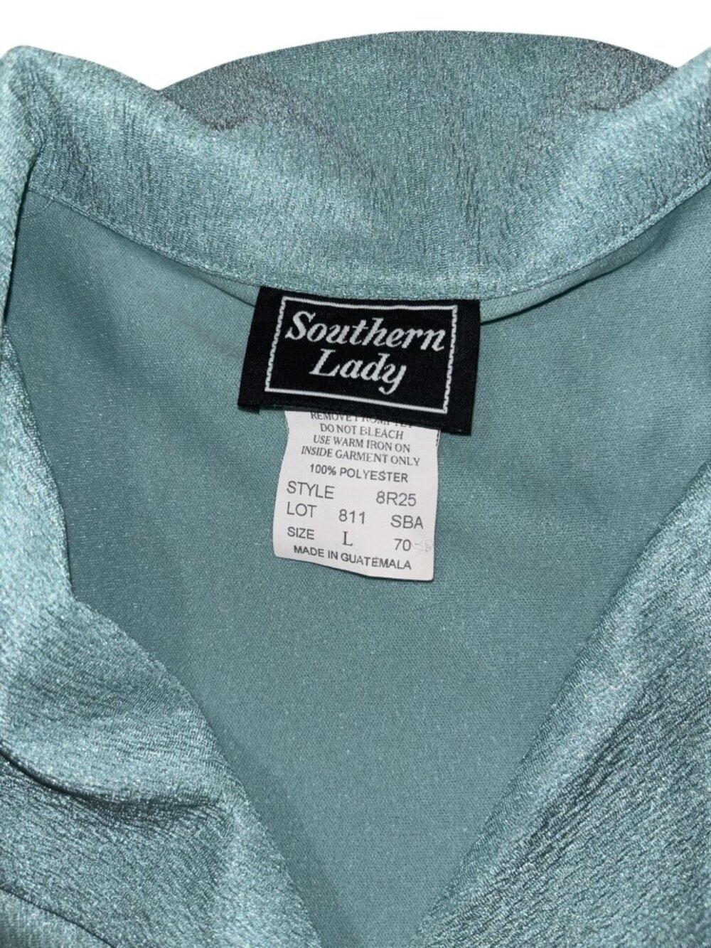 Southern Lady Large  Dress with Over Blouse Teal Floral - Picture 8 of 9